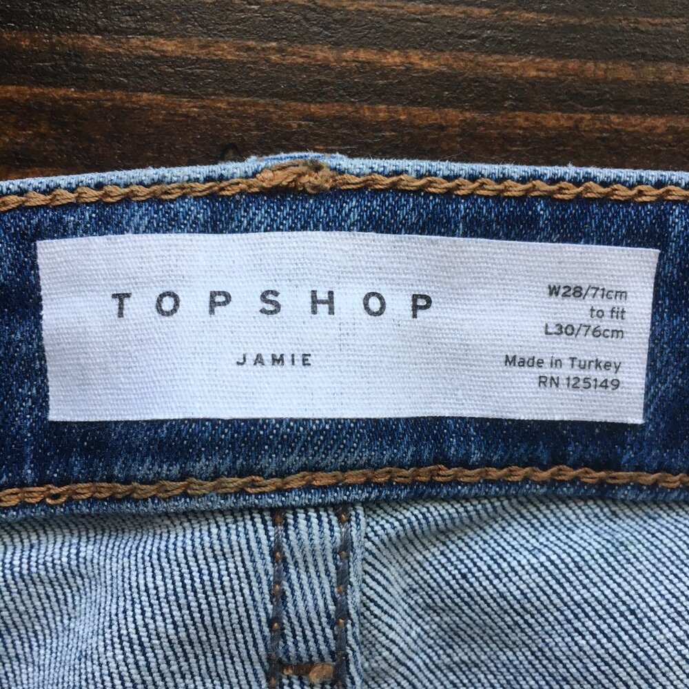 Topshop Jamie Medium Wash Skinny Jeans with Raw Hem - size 28 waist, 30 Long - Picture 2 of 4